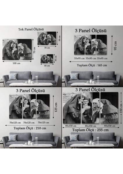 Sigara Içen Rahibeler Vintage Fotoğraf Tablo, Siyah ve Beyaz Kanvas TABLO-5376 fırsatları