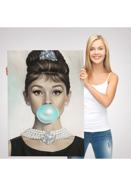 Audrey Hepburn Yeşil Kabarcık Sakızlı Dekoratif Kanvas Duvar TABLOSU-5108-2 modelleri