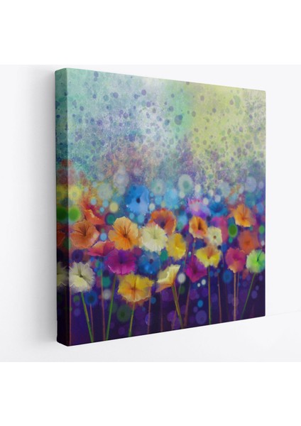 Soyut Çiçekler Suluboya Görünüm Dekoratif Kanvas Duvar TABLOSU-5830