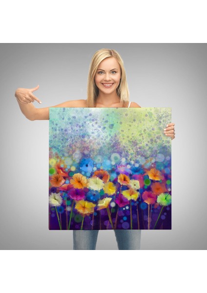 Soyut Çiçekler Suluboya Görünüm Dekoratif Kanvas Duvar TABLOSU-5830 modelleri