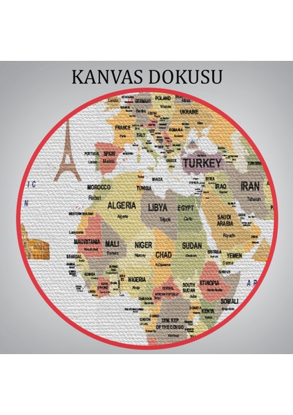 Dünya Haritası Dekoratif Kanvas Tablo Ülke ve Başkentli Öğretici ve Sembollü 2303 indirimleri