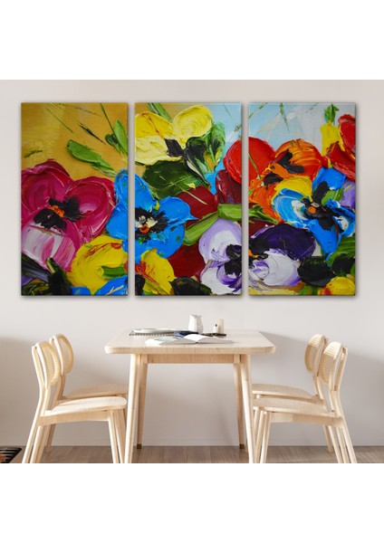Renkli Çiçekler Yağlıboya Görünüm Dekoratif Kanvas Duvar TABLOSU-3666 modelleri