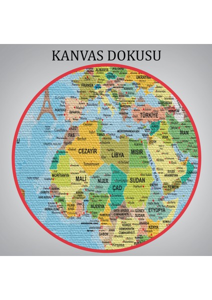 Türkçe Dünya Haritası Kanvas Tablo Son Derece Detaylı ve DEKORATIF-1991 indirimleri