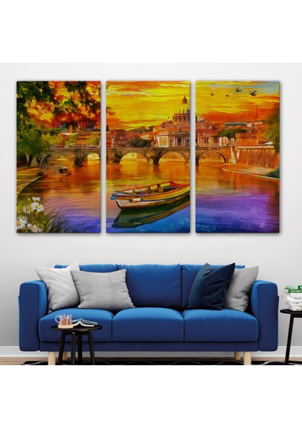 Italya'daki Aziz Petrus Katedrali ve Tiber Nehri TABLOSU-3544 modelleri