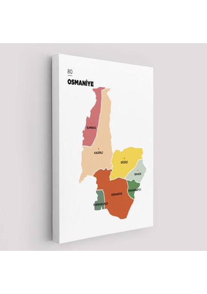 Osmaniye Ili ve Ilçeler Haritası Dekoratif Kanvas Tablo 1437