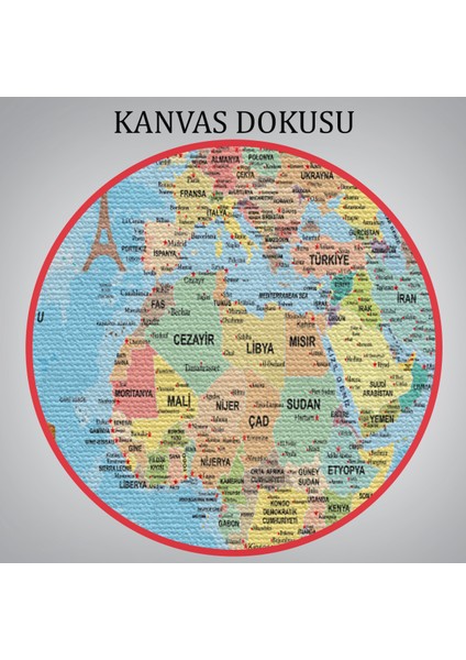Türkçe Dünya Haritası Kanvas Tablo Son Derece Detaylı ve DEKORATIF-2018 indirimleri
