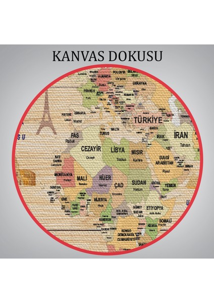 Ahşap Görünümlü Türkçe Dünya Haritası Dekoratif Kanvas Tablo 2088 indirimleri