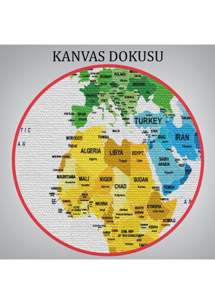 Dünya Haritası Dekoratif Kanvas Tablo Ülke ve Başkentli 1553 indirimleri
