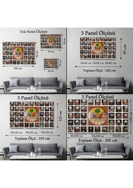 Osmanlı Padişahlarının Tümü Dekoratif Duvar TABLOSU-6549 fırsatları