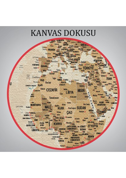 Türkçe Dünya Haritası Son Derece Ayrıntılı Eğitici Okyanuslu Kanvas Tablo 2544 indirimleri