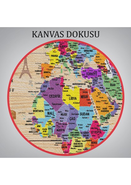 Ahşap Görünümlü Türkçe Dünya Haritası Sembollü Eğitici Dekoratif Kanvas Tablo 2905 indirimleri