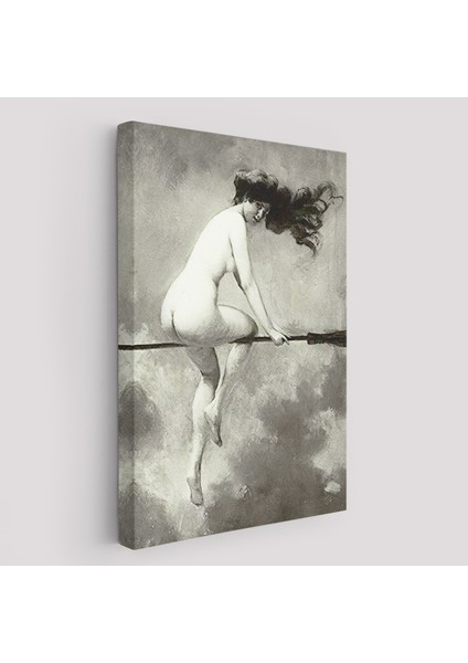 Albert Joseph Penot: Şabat Için Süpürgeden Ayrılan Cadı (1910) Dekoratif Kanvas Duvar TABLOSU-5189