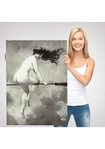 Albert Joseph Penot: Şabat Için Süpürgeden Ayrılan Cadı (1910) Dekoratif Kanvas Duvar TABLOSU-5189 modelleri