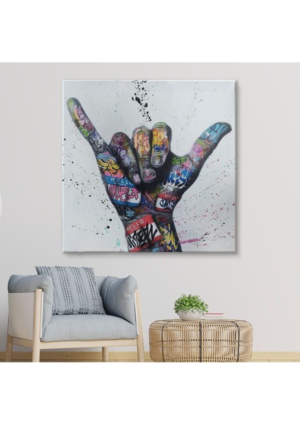 Banksy Tarzı Hands Victory Jest Graffiti Kanvas TABLO-5340 fiyatları