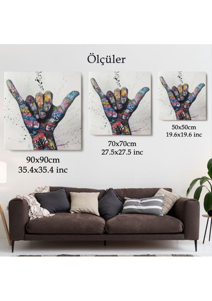 Banksy Tarzı Hands Victory Jest Graffiti Kanvas TABLO-5340 fırsatları