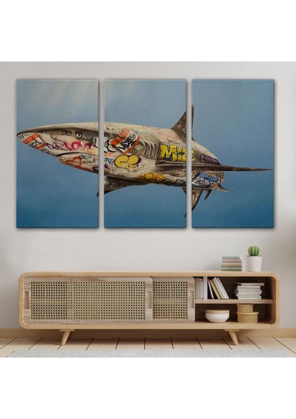 Graffiti Köpek Balığı Kanvas, Pop Art TABLO-5416 modelleri