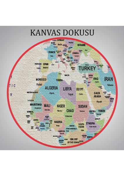 Dünya Haritası Kanvas Tablo Ülke Başkentli ve Okyanus Detaylı Tablo 2749 indirimleri