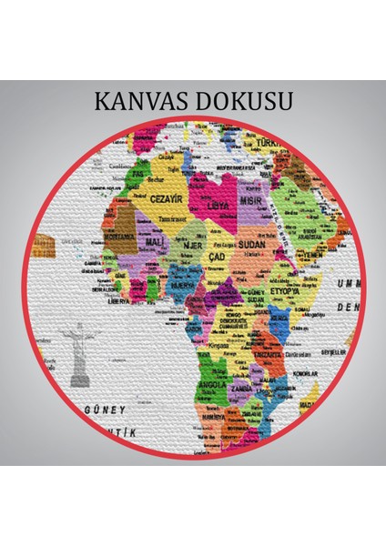 Türkçe Dünya Haritası Ayrıntılı Eğitici Sembollü Bayraklı Dekoratif Kanvas Tablo 2840 indirimleri