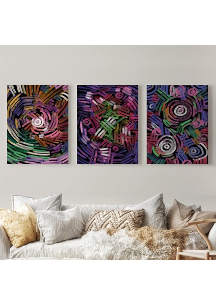 Soyut Sürreal Şekiller Dekoratif Duvar Tablosu Üçlü SET-EŞ-118 fiyatları
