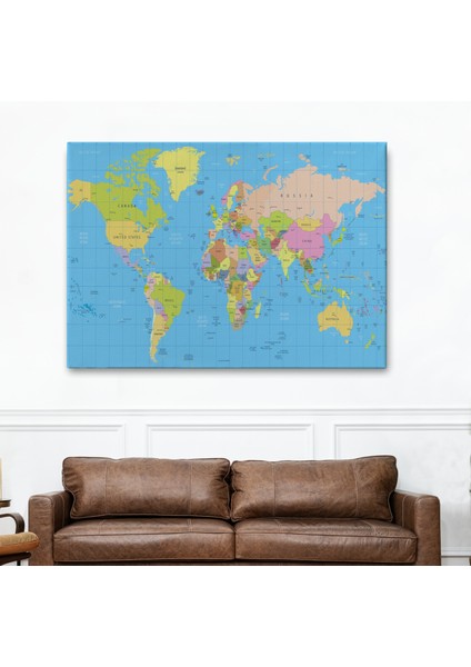 Dünya Haritası Meridyenli Dekoratif Kanvas Tablo 1068 fiyatları