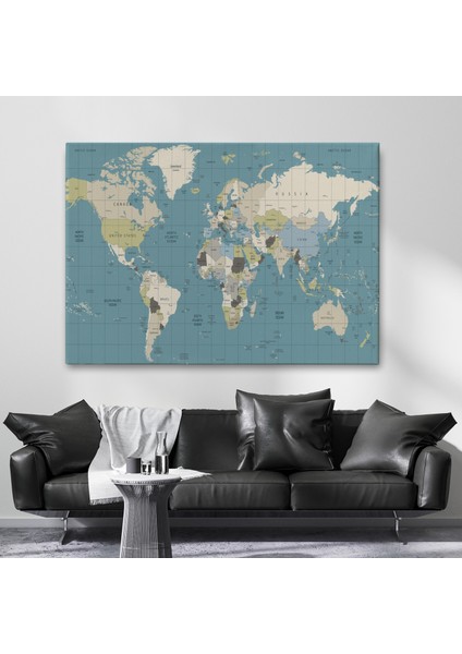 Dünya Haritası Meridyenli Dekoratif Kanvas Tablo 1070 fiyatları