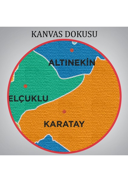 Konya Ili ve Ilçeler Haritası Dekoratif Kanvas Tablo 1403