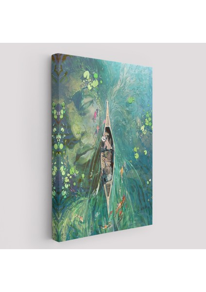 Lilyumların Altında Kano ile Gezen Duvar TABLOSU-6163