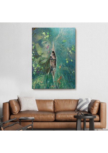 Lilyumların Altında Kano ile Gezen Duvar TABLOSU-6163 fiyatları