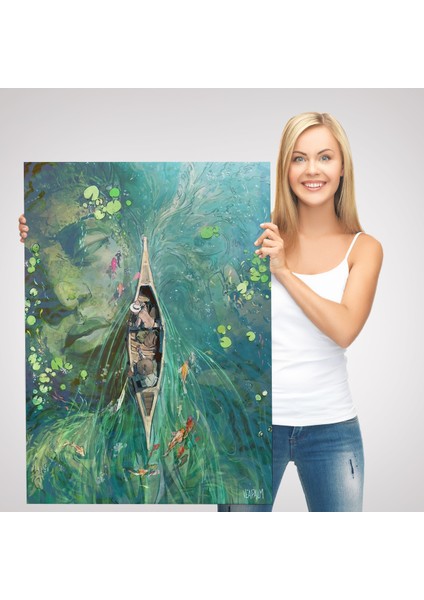 Lilyumların Altında Kano ile Gezen Duvar TABLOSU-6163 modelleri