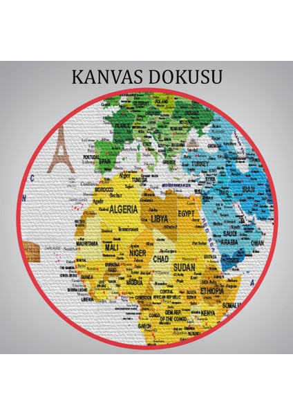 Dünya Haritası Son Derece Ayrıntılı Eğitici ve Sembollü Dekoratif Kanvas Tablo 3223 indirimleri