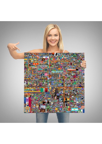 Reddit R/place Kanvas Tablo, Elraenn Twitch Kanvas Tablo, Reddit Savunma Hattı Kanvas TABLO-5173 modelleri
