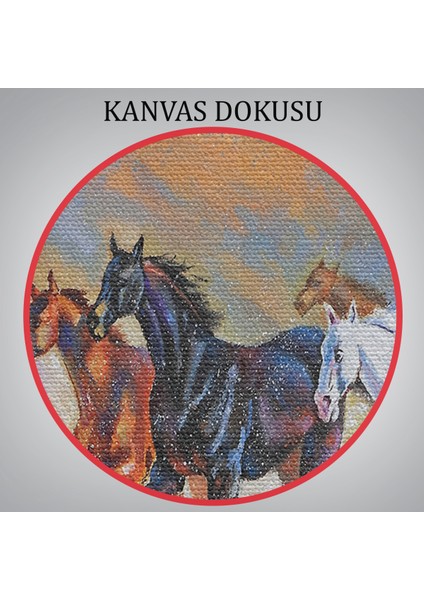 At Sürüsü ve Kartal Yağlıboya Görünüm Dekoratif Kanvas Duvar TABLOSU-3600 indirimleri