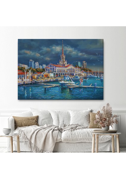 Soçhi Limanı Rusya Yağlıboya Görünüm Dekoratif Kanvas Duvar TABLOSU-3604 fiyatları