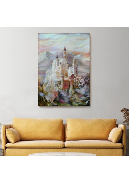 Dağların Arasındaki Şato Kanvas TABLO-5976 fiyatları