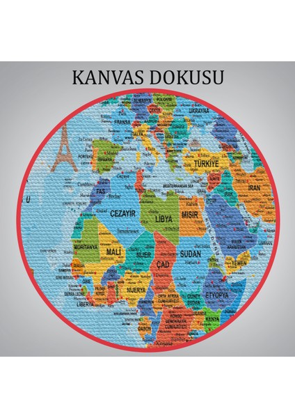 Türkçe Dünya Haritası Kanvas Tablo Son Derece Detaylı ve DEKORATIF-2040 indirimleri