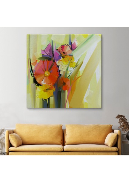 Soyut Çiçekler Yağlıboya Görünüm Dekoratif Kanvas Duvar TABLOSU-5826 fiyatları