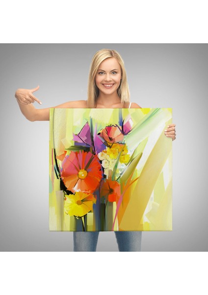 Soyut Çiçekler Yağlıboya Görünüm Dekoratif Kanvas Duvar TABLOSU-5826 modelleri