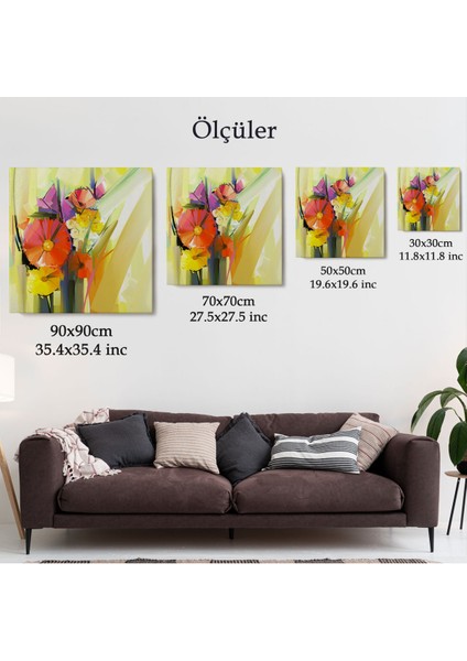 Soyut Çiçekler Yağlıboya Görünüm Dekoratif Kanvas Duvar TABLOSU-5826 fırsatları