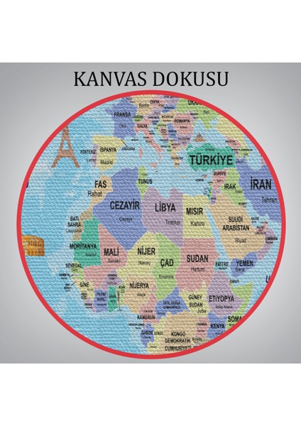 Türkçe Dünya Haritası Sembollü ve Okyanuslu Dekoratif Kanvas Tablo 2460 indirimleri