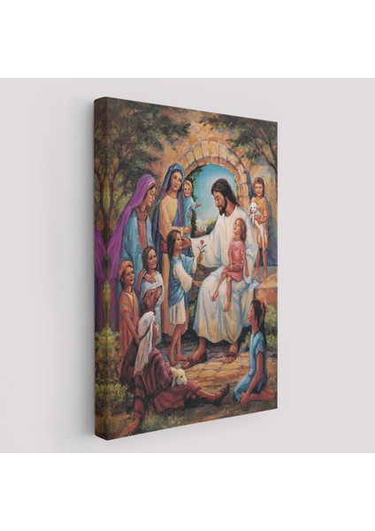 Isa Mesih ve Çocuklar Dekortif Duvar TABLOSU-6236