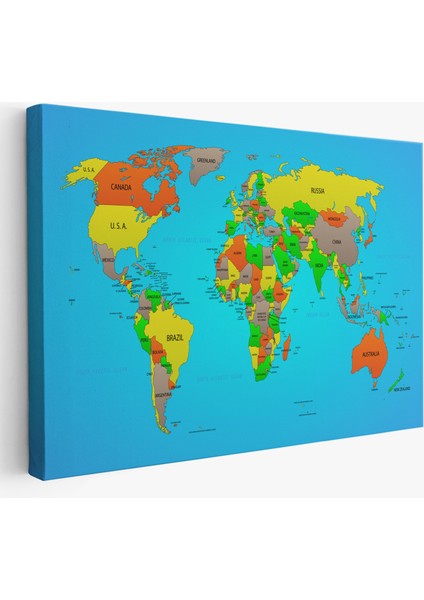 Dünya Haritası Dekoratif Kanvas Tablo 1048