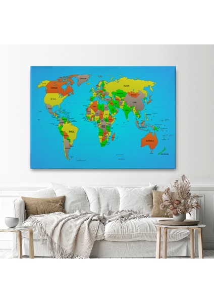 Dünya Haritası Dekoratif Kanvas Tablo 1048 fiyatları