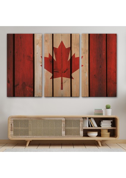Ahşap Kanada Bayrağı Rustik Kanvas Tablo, Kanada Bayrağı Vintage , Ev ve Ofis DEKORU-5404 modelleri