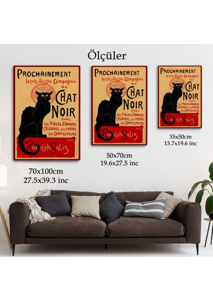 Siyah Kedi Tablosu - Le Chat Noir Theophile STEINLEN-6431 fırsatları