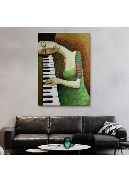 Piyano Çalan Kadın Duvar TABLOSU-6495 fiyatları