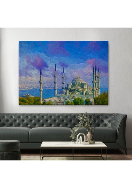 Sultan Ahmet Camii Yağlıboya Görünüm Kanvas Duvar TABLOSU-3691