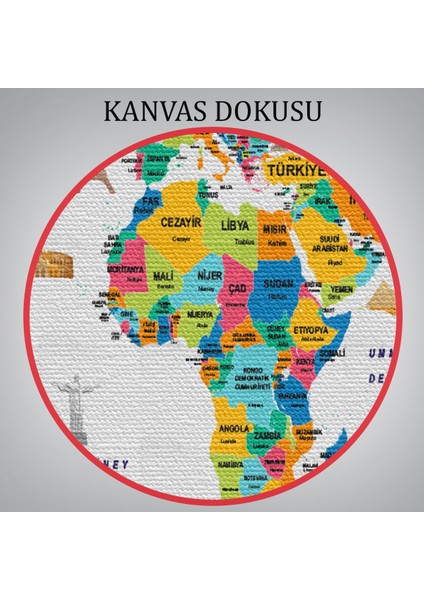 Türkçe Dünya Haritası Ülke Bayrak ve Başkentli Kanvas Tablo 1950 indirimleri