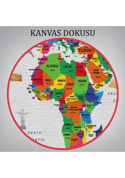 Dünya Haritası Ülke Bayraklı ve Başkentli Kanvas Tablo 1963
