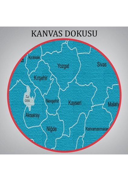 Türkiye Haritası Kanvas Tablo Sınır Komşulu Eğitici Dekoratif Tablo 3087