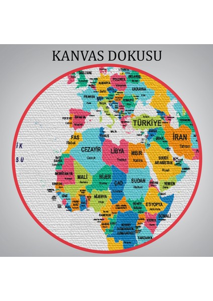 Türkçe Dünya Haritası Dekoratif Kanvas Tablo Ülke ve Başkentli 1542 indirimleri